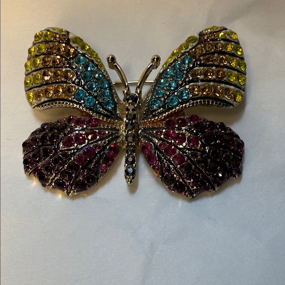 Napier Brooch Butterfly Vintage Signed Rhinestones